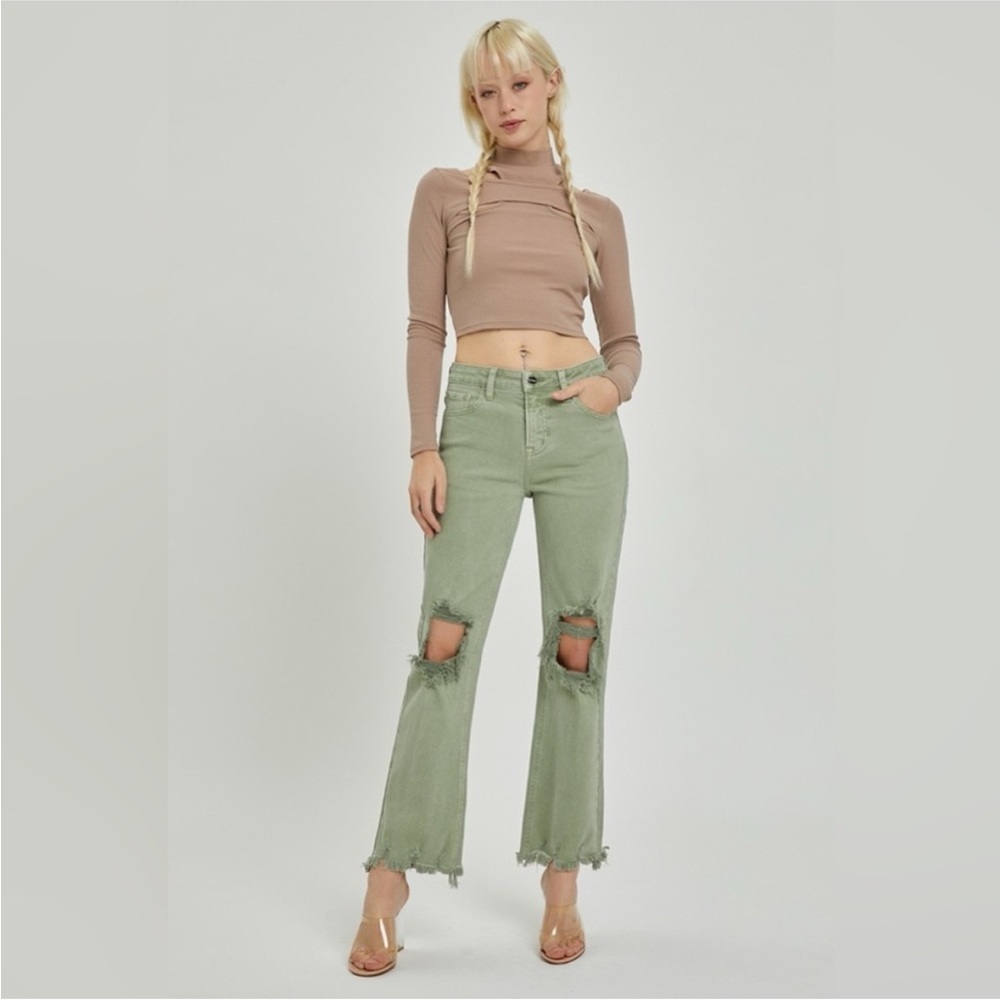 Distressed Green Women's Jeans
